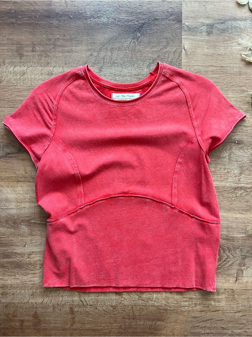 Free People We The Free Protagonist Tee Size XL RT $38 Red Racer
